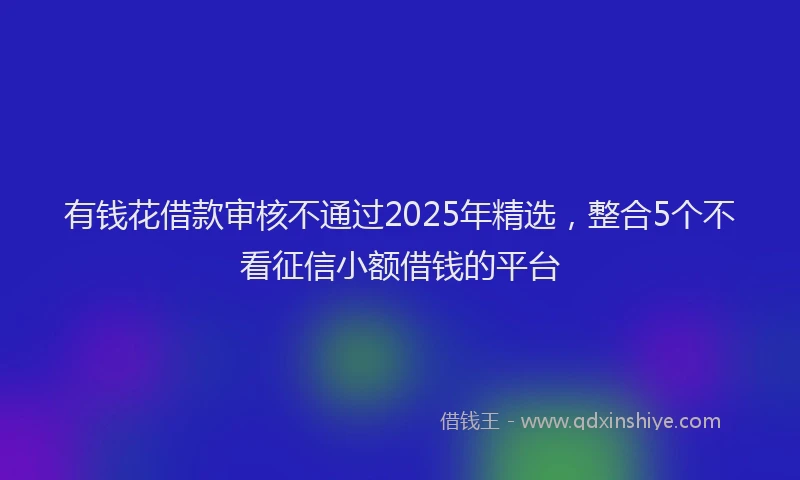有钱花借款审核不通过2025年精选，整合5个不看征信小额借钱的平台