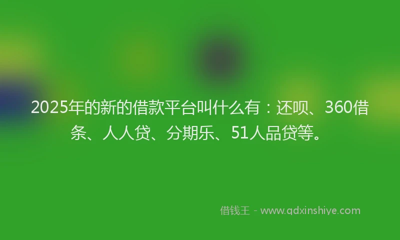 2025年的新的借款平台叫什么有：还呗、360借条、人人贷、分期乐、51人品贷等。