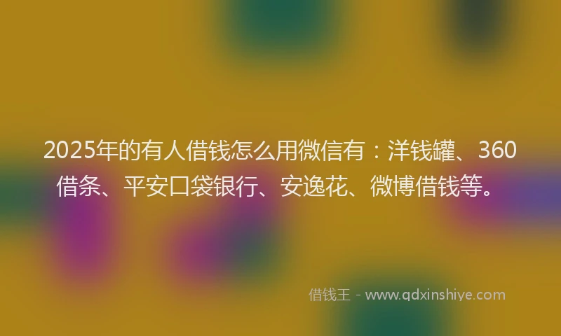 2025年的有人借钱怎么用微信有：洋钱罐、360借条、平安口袋银行、安逸花、微博借钱等。