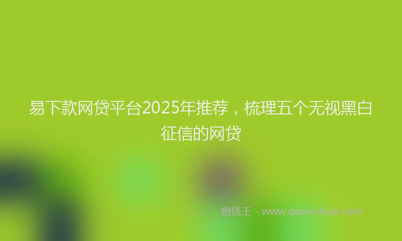 易下款网贷平台2025年推荐，梳理五个无视黑白征信的网贷