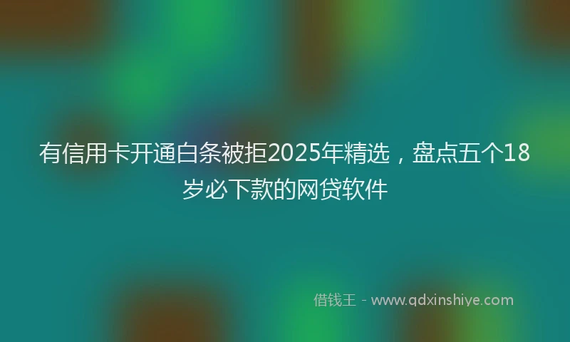 有信用卡开通白条被拒2025年精选，盘点五个18岁必下款的网贷软件