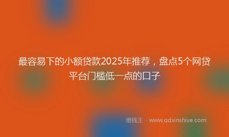 最容易下的小额贷款2025年推荐，盘点5个网贷平台门槛低一点的口子