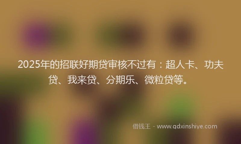 2025年的招联好期贷审核不过有：超人卡、功夫贷、我来贷、分期乐、微粒贷等。