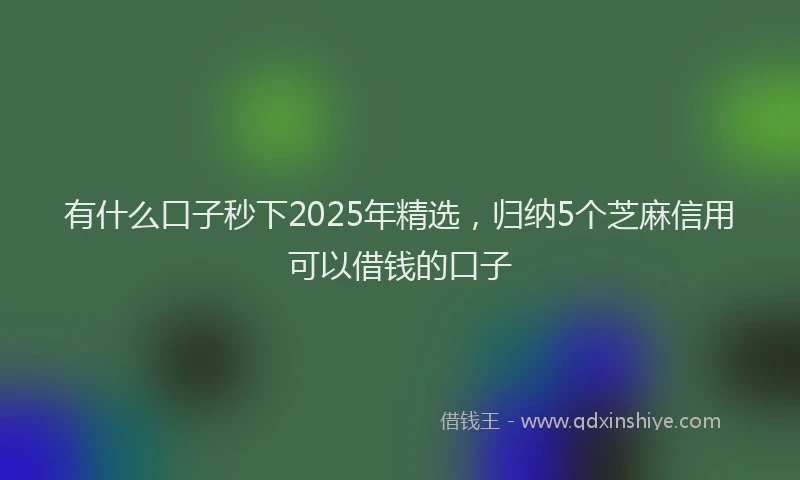 有什么口子秒下2025年精选，归纳5个芝麻信用可以借钱的口子