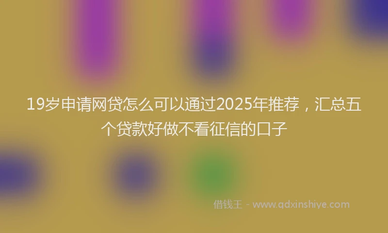 19岁申请网贷怎么可以通过2025年推荐，汇总五个贷款好做不看征信的口子