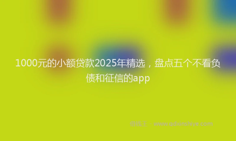 1000元的小额贷款2025年精选，盘点五个不看负债和征信的app