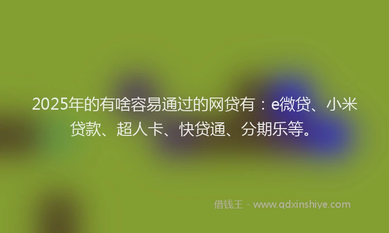 2025年的有啥容易通过的网贷有：e微贷、小米贷款、超人卡、快贷通、分期乐等。