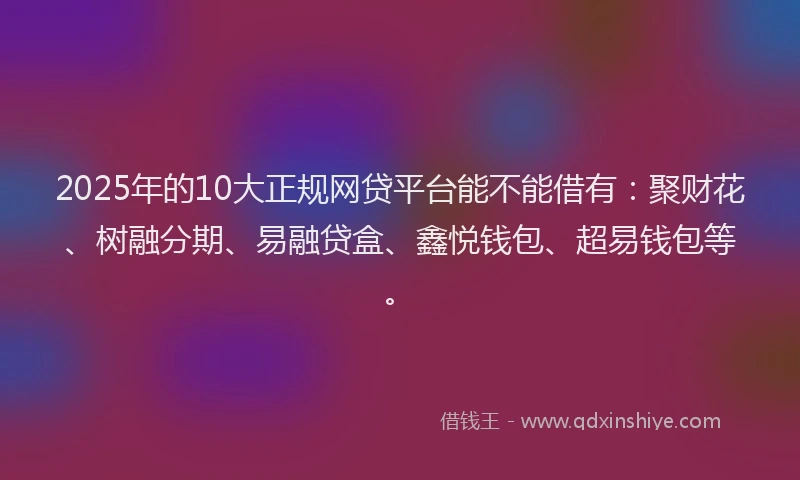 2025年的10大正规网贷平台能不能借有：聚财花、树融分期、易融贷盒、鑫悦钱包、超易钱包等。