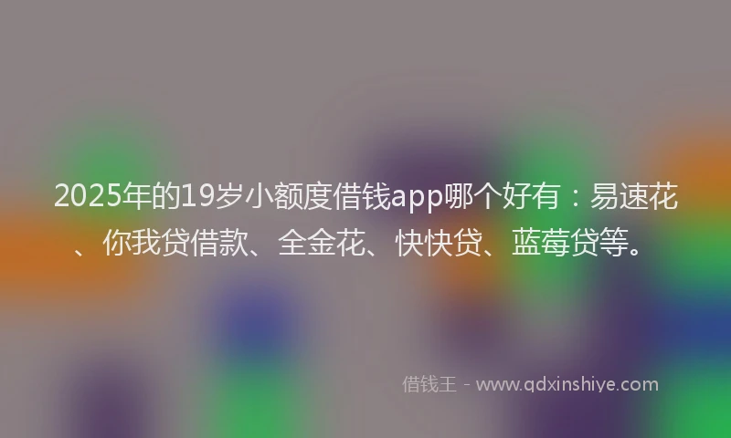 2025年的19岁小额度借钱app哪个好有：易速花、你我贷借款、全金花、快快贷、蓝莓贷等。