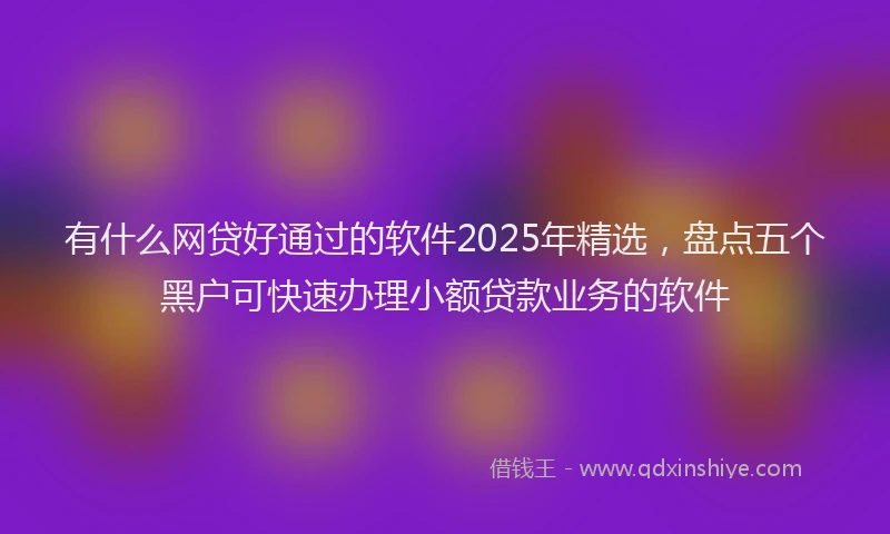 有什么网贷好通过的软件2025年精选，盘点五个黑户可快速办理小额贷款业务的软件