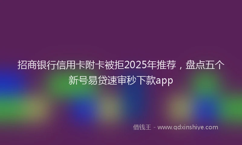 招商银行信用卡附卡被拒2025年推荐，盘点五个新号易贷速审秒下款app