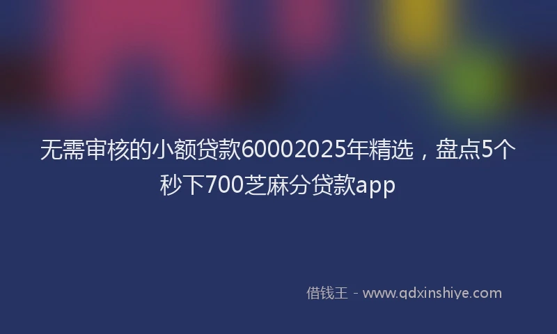 无需审核的小额贷款60002025年精选，盘点5个秒下700芝麻分贷款app