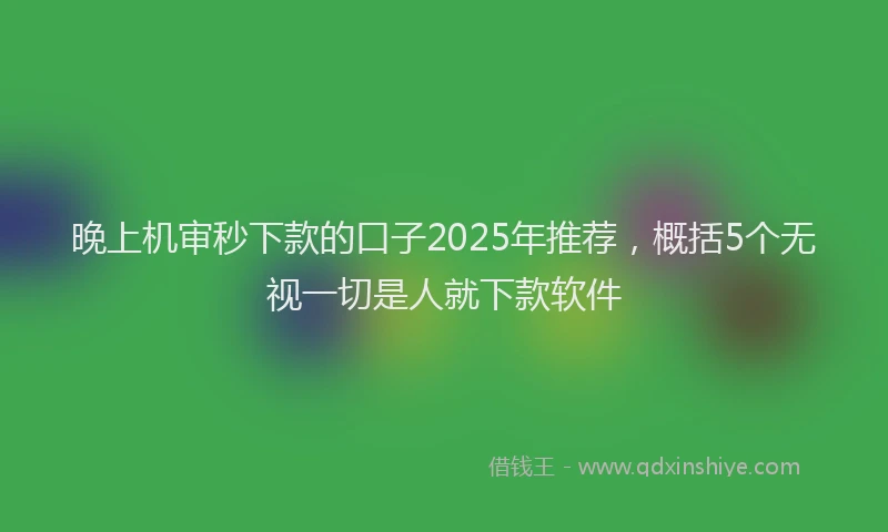 晚上机审秒下款的口子2025年推荐，概括5个无视一切是人就下款软件