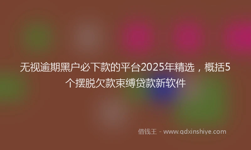 无视逾期黑户必下款的平台2025年精选，概括5个摆脱欠款束缚贷款新软件