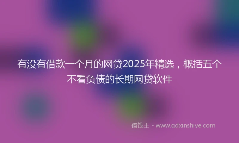 有没有借款一个月的网贷2025年精选，概括五个不看负债的长期网贷软件