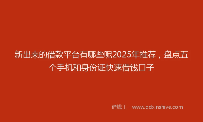 新出来的借款平台有哪些呢2025年推荐，盘点五个手机和身份证快速借钱口子