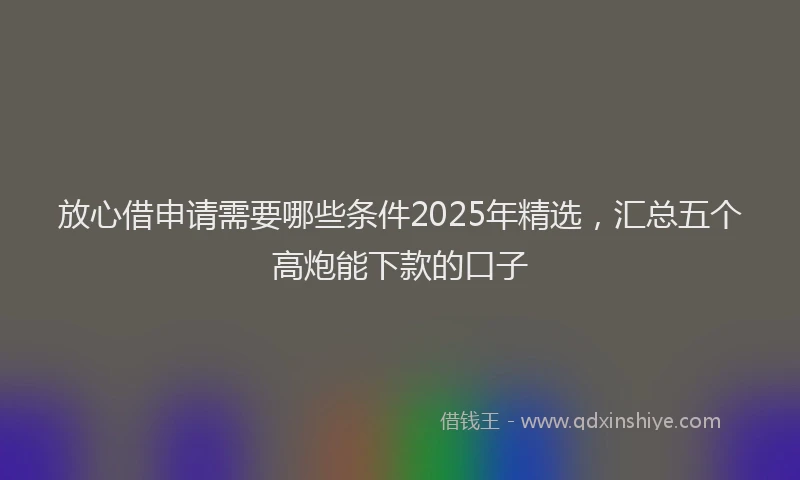 放心借申请需要哪些条件2025年精选，汇总五个高炮能下款的口子
