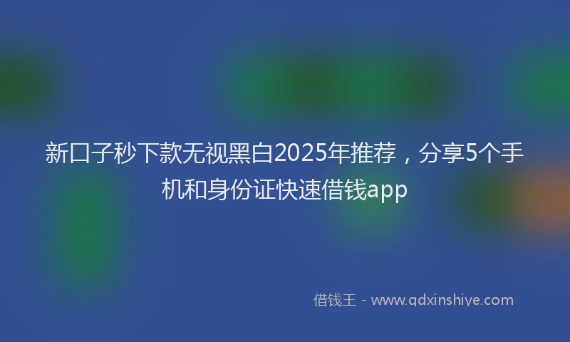 新口子秒下款无视黑白2025年推荐，分享5个手机和身份证快速借钱app