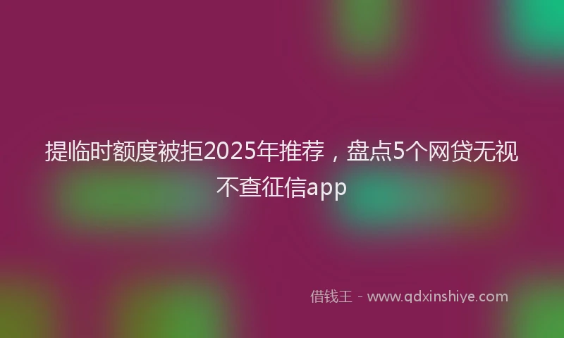 提临时额度被拒2025年推荐，盘点5个网贷无视不查征信app