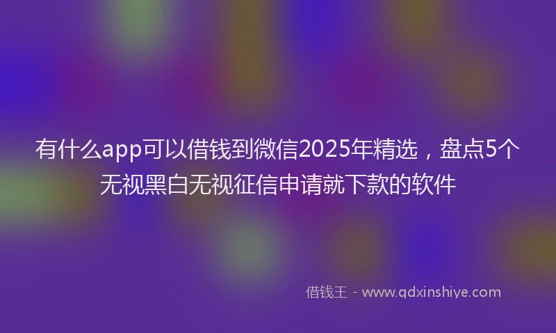 有什么app可以借钱到微信2025年精选，盘点5个无视黑白无视征信申请就下款的软件