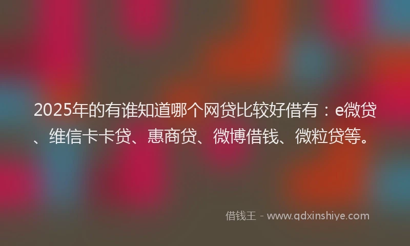2025年的有谁知道哪个网贷比较好借有：e微贷、维信卡卡贷、惠商贷、微博借钱、微粒贷等。