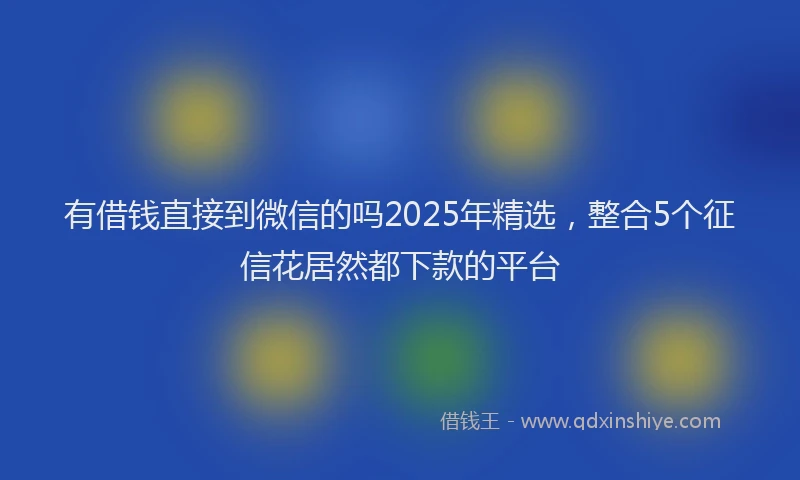 有借钱直接到微信的吗2025年精选，整合5个征信花居然都下款的平台