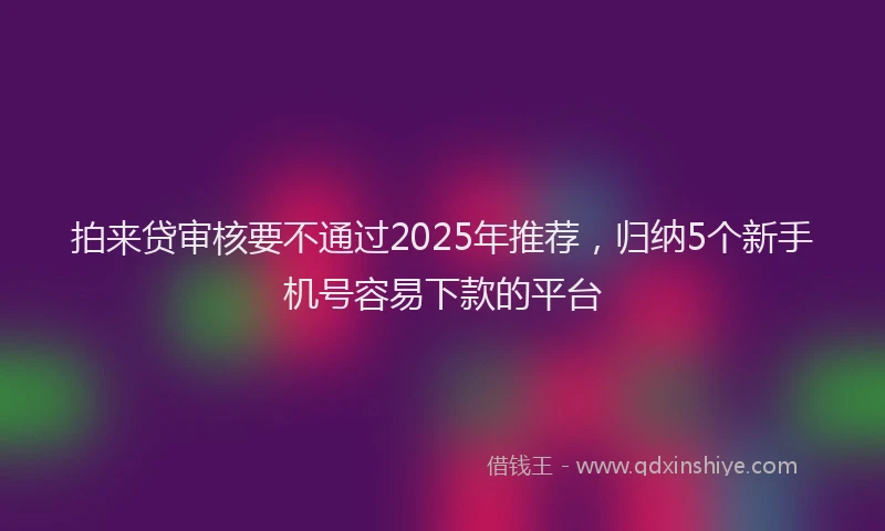 拍来贷审核要不通过2025年推荐，归纳5个新手机号容易下款的平台