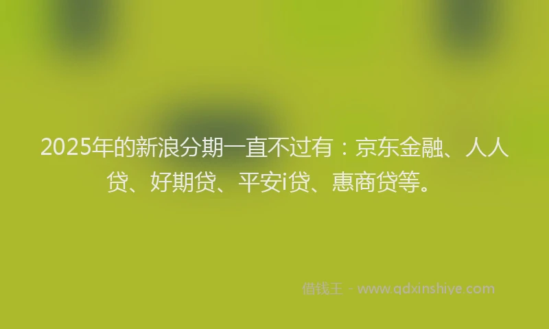 2025年的新浪分期一直不过有：京东金融、人人贷、好期贷、平安i贷、惠商贷等。
