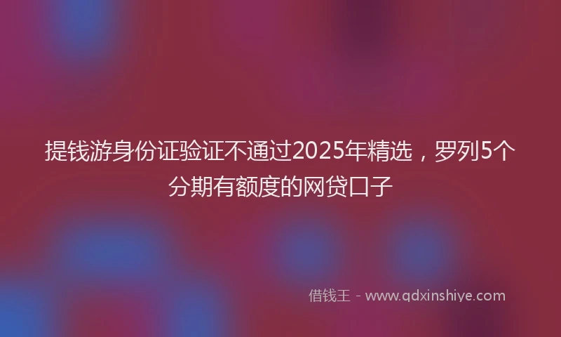 提钱游身份证验证不通过2025年精选，罗列5个分期有额度的网贷口子