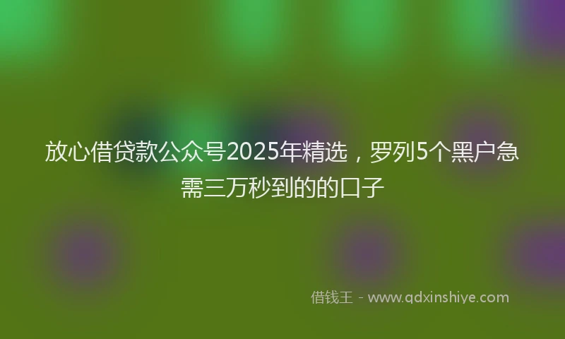 放心借贷款公众号2025年精选，罗列5个黑户急需三万秒到的的口子