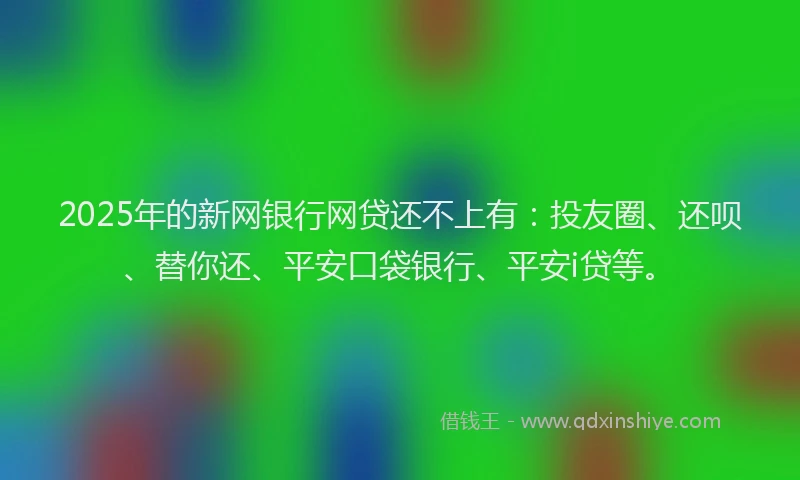 2025年的新网银行网贷还不上有：投友圈、还呗、替你还、平安口袋银行、平安i贷等。