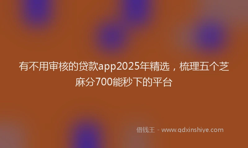 有不用审核的贷款app2025年精选，梳理五个芝麻分700能秒下的平台