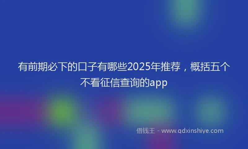 有前期必下的口子有哪些2025年推荐，概括五个不看征信查询的app