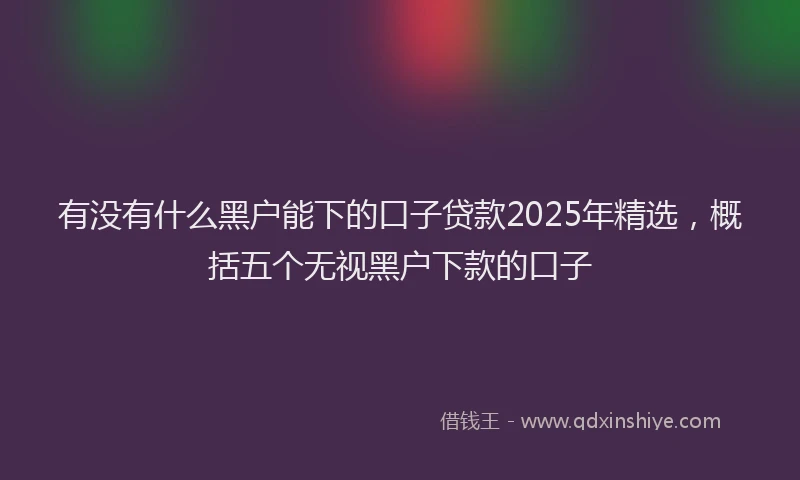 有没有什么黑户能下的口子贷款2025年精选，概括五个无视黑户下款的口子