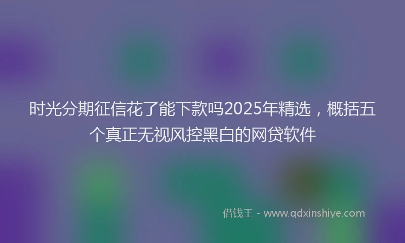 时光分期征信花了能下款吗2025年精选，概括五个真正无视风控黑白的网贷软件