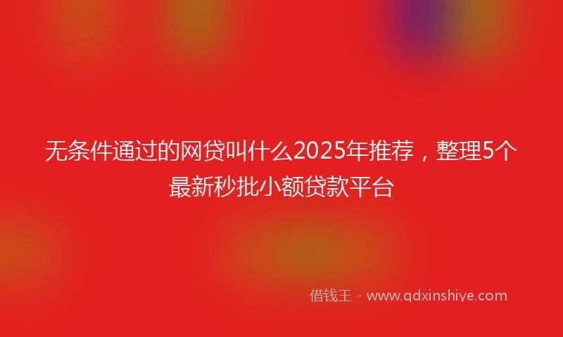 无条件通过的网贷叫什么2025年推荐，整理5个最新秒批小额贷款平台