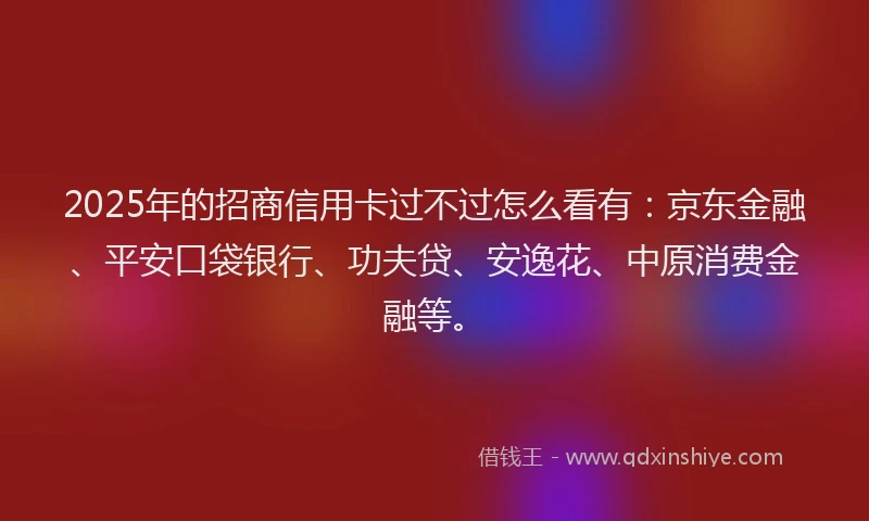 2025年的招商信用卡过不过怎么看有：京东金融、平安口袋银行、功夫贷、安逸花、中原消费金融等。