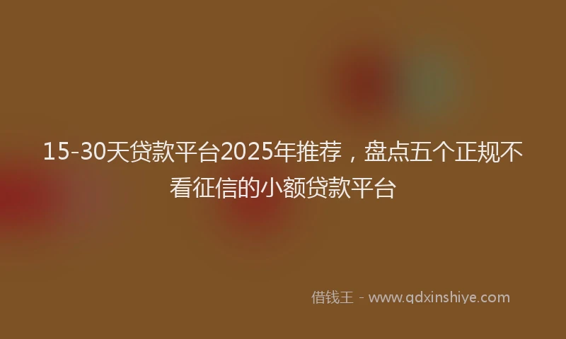15-30天贷款平台2025年推荐，盘点五个正规不看征信的小额贷款平台