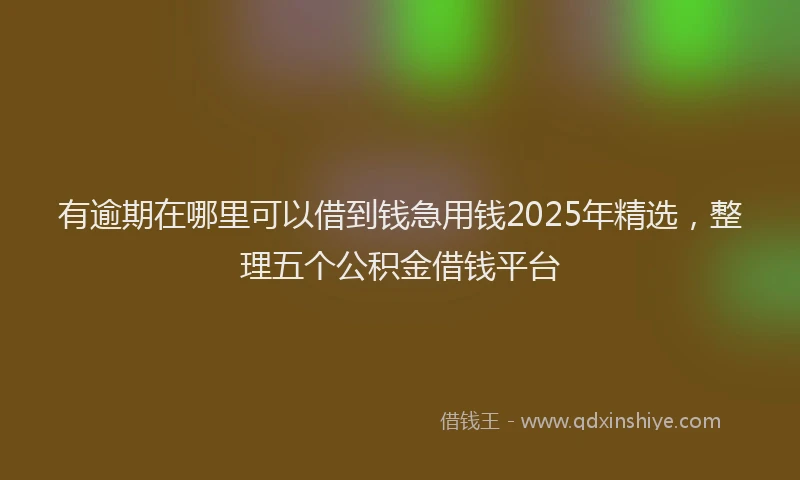 有逾期在哪里可以借到钱急用钱2025年精选，整理五个公积金借钱平台
