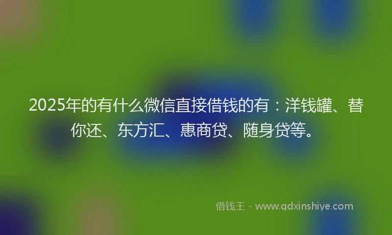 2025年的有什么微信直接借钱的有：洋钱罐、替你还、东方汇、惠商贷、随身贷等。