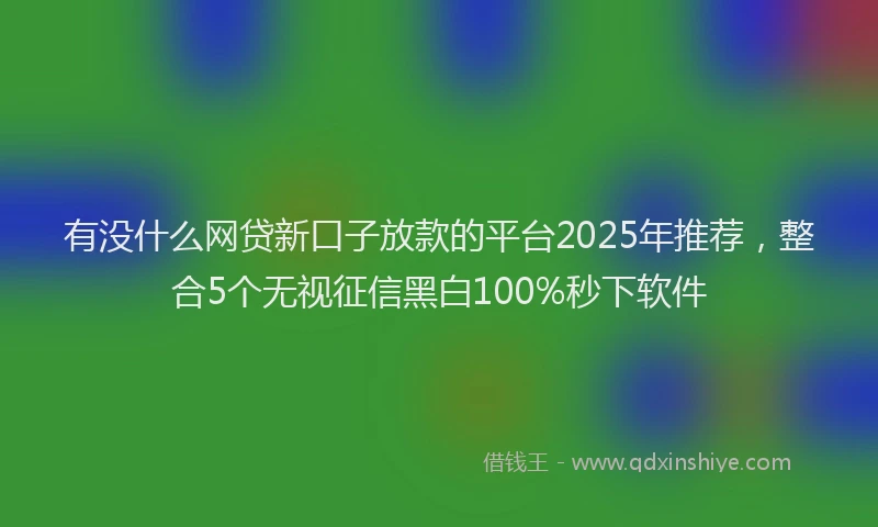有没什么网贷新口子放款的平台2025年推荐，整合5个无视征信黑白100%秒下软件