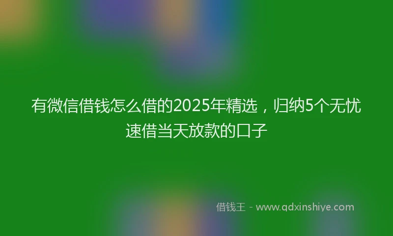有微信借钱怎么借的2025年精选，归纳5个无忧速借当天放款的口子