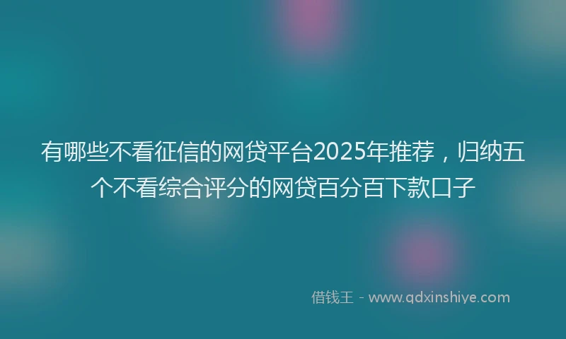 有哪些不看征信的网贷平台2025年推荐，归纳五个不看综合评分的网贷百分百下款口子