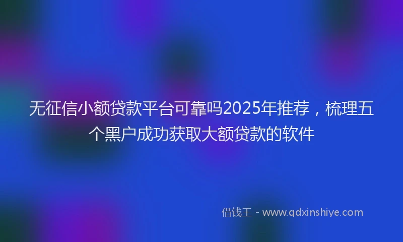 无征信小额贷款平台可靠吗2025年推荐，梳理五个黑户成功获取大额贷款的软件