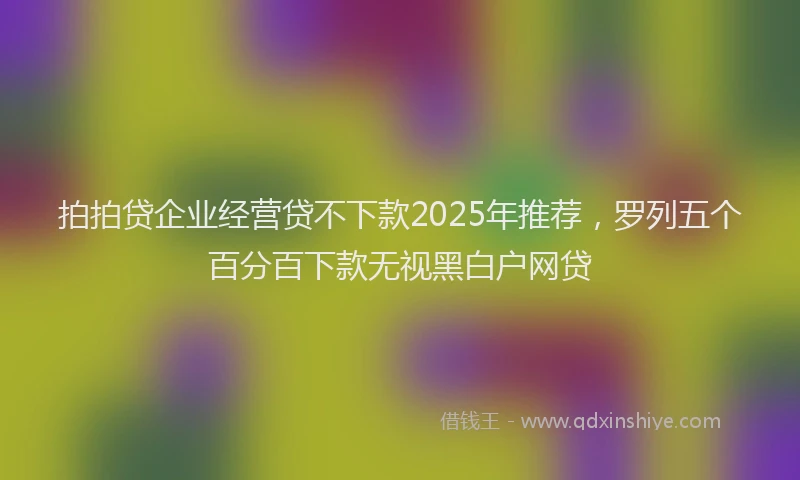 拍拍贷企业经营贷不下款2025年推荐，罗列五个百分百下款无视黑白户网贷