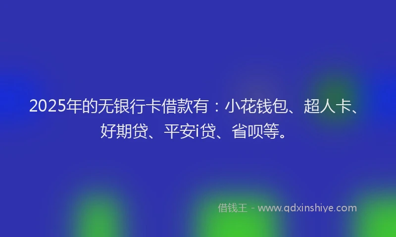 2025年的无银行卡借款有：小花钱包、超人卡、好期贷、平安i贷、省呗等。