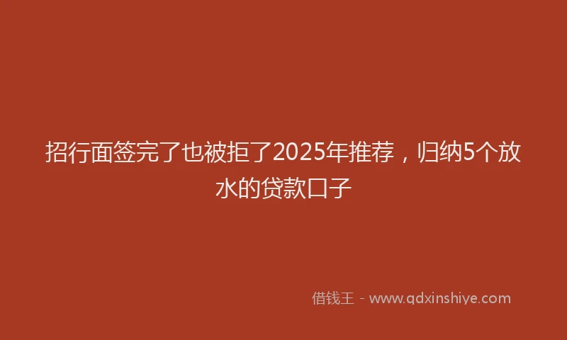 招行面签完了也被拒了2025年推荐，归纳5个放水的贷款口子