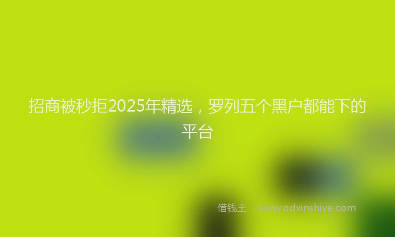 招商被秒拒2025年精选，罗列五个黑户都能下的平台