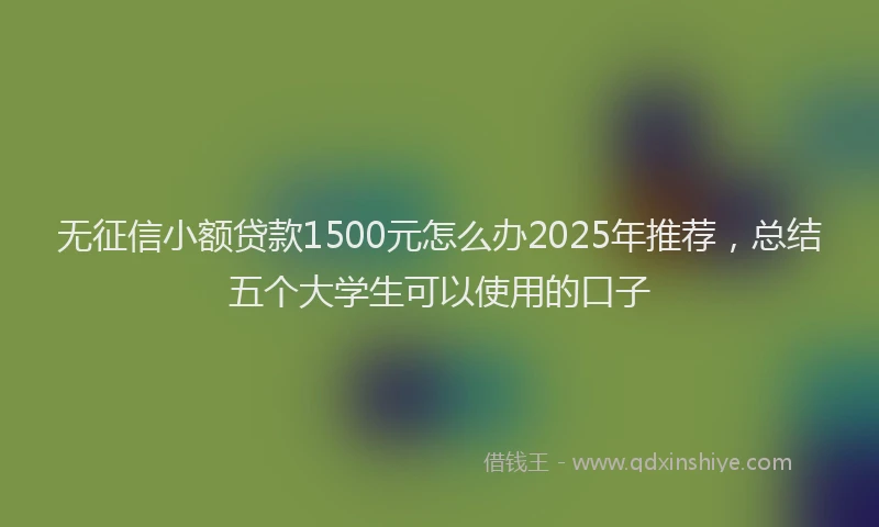 无征信小额贷款1500元怎么办2025年推荐，总结五个大学生可以使用的口子