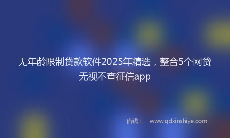 无年龄限制贷款软件2025年精选，整合5个网贷无视不查征信app